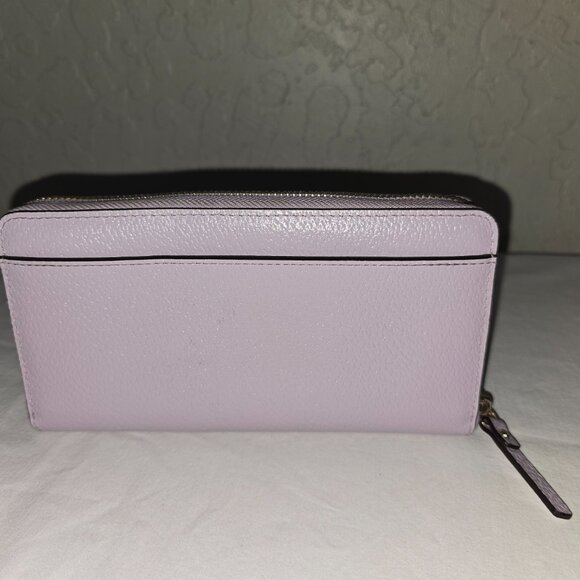 Kate Spade WLRU6055 Pale Lavender Pebble Grain Leather Continental Zip Wallet - Picture 2 of 6